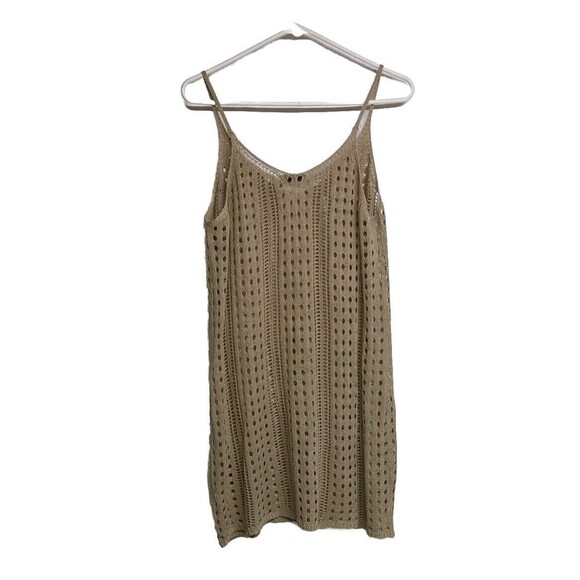 Shein Slip Dress Medium Beige Knit Cover-up Spaghetti Straps Circles Bubbles M - Picture 7 of 9